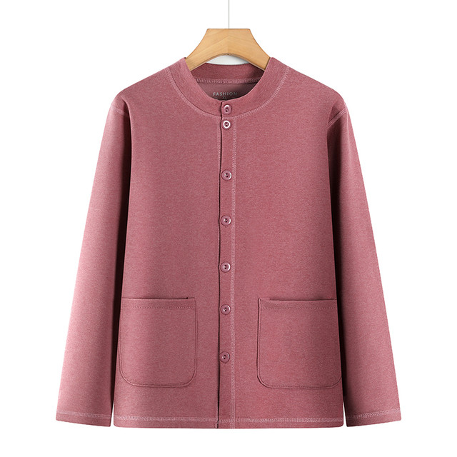 Middle-aged and elderly women's thermal underwear autumn and winter German velvet bottoming shirt long-sleeved cardigan mother and grandmother cold-proof cardigan