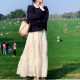 French A-line gauze skirt embroidered skirt for women 2025 spring new high-waist mid-length sweet lace cake skirt