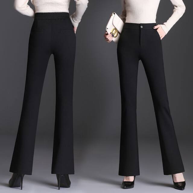 New spring and autumn style slim high waist and slightly flared trousers for women's trousers stretch large size straight bell-bottom trousers professional suit pants