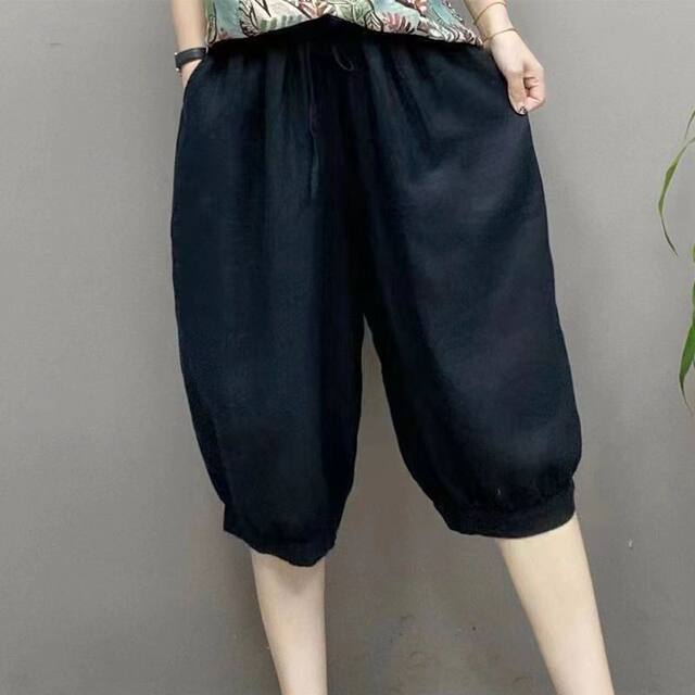 Bloomers for women, small ice silk cotton linen elastic high waist five-point shorts for women, new summer loose harem pants trendy