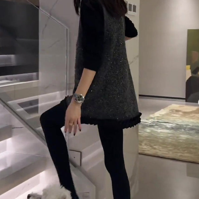 Korean new dress, Xiaoxiangfeng Heavy Industry Vest Skirt, Horse Clip Large Size Women's Clothing, Loose Knitted Vest