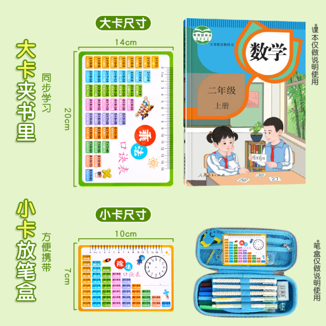 Multiplication table card for primary school students in second grade ...