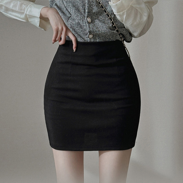 Gray hip-covered short skirt for women in spring and summer 2025 high waist slim tight sexy OL professional skirt elastic one-step skirt
