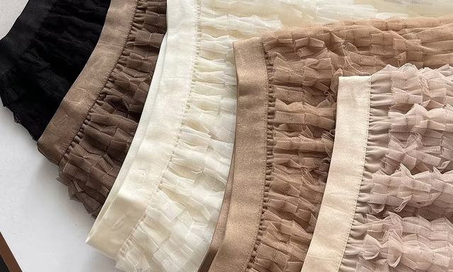Mesh cake skirt for women 2022 autumn new sweet and elegant temperament multi-layer spliced ​​midi skirt skirt