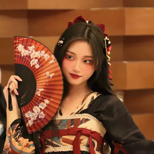 古风女士樱花日式折扇真丝舞蹈网红班级学生霸王别姬扇子