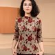 2025 autumn new half-high neck printed base shirt mother suit long-sleeved T-shirt slim and warm top for women