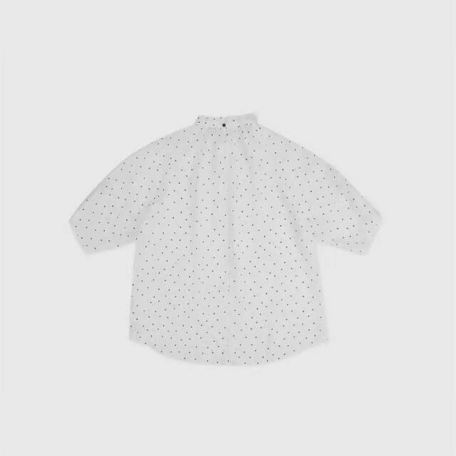 'Clear Mambo' French decorative white polka dot short-sleeved shirt
