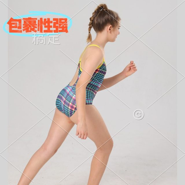 New children's swimsuits for girls, middle-aged and large children with breast pads, teenagers one-piece triangle competition training competition swimsuits