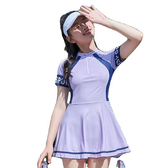 Doxi Bell Large Size Girls Swimsuit Casual Beach Surfing with Zipper Flat Angle Children's Elementary School Student One-piece Swimsuit