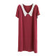Modal V -neck short -sleeved dress female summer casual thin home nightdress loose large size over -the -knee A -line long skirt