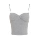 ITSNIKAR Sexy Kinkle Sling Vest for Women with Summer Chest Pads Outside and Slim-fitting Knitted Top
