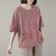 100% pure cotton round neck mid-cuff pocket T-shirt printed Korean style fashionable versatile loose women's high-end shirt for women