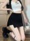 Black yoga skirt and skirt pants for women in summer large size high waist side slit A-line slim hip-pack skirt sports skirt