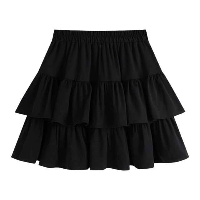Age-reducing ruffled skirt for women in summer, versatile large size high waist A-line slim small cake skirt
