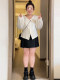Micro -fat big size black pleated skirt female summer versatile high waist, thin waist, cover belly, suits A -line hip hip skirt