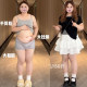 Ruffled white fluffy skirt for women, summer slightly fat mm large size elastic high waist small A-line cake skirt
