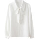 Spring and summer interview bow white shirt women's large size high-end professional shirt French streamer lantern sleeve top
