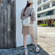 Khaki skirt for women spring and summer short small person with high waist anti-exposure loose large size straight skirt casual short skirt
