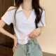 Green POLO Short Short -sleeved T -shirt Female Short Summer Slim Slim Vedic Cotton Pure Cotton Pure Cotton Plate White Top