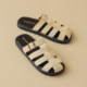 Roman woven half-slippers for women flat sole wear summer hollowed-out pig cage shoes lazy sandals large size 4143