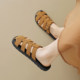 Roman woven half-slippers for women flat sole wear summer hollowed-out pig cage shoes lazy sandals large size 4143
