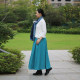 Customized autumn and winter new thickened ramie half-body long skirt literary large size large hem skirt high waist commuter pleated A-skirt