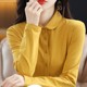 Pure cotton shirt for women loose large size POLO collar long sleeve cardigan solid color high-end shirt for women professional business women clothing