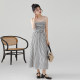 one more2025 summer new slim one-length striped suspender dress for women high-end strapless long skirt