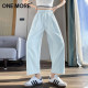 one more white pants for women 2025 new loose slimming nine-point harem pants high waist straight wide-leg pants X