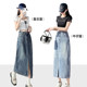 
one more denim skirt for women 2025 new summer slit design hip-pack skirt small a-line skirt X