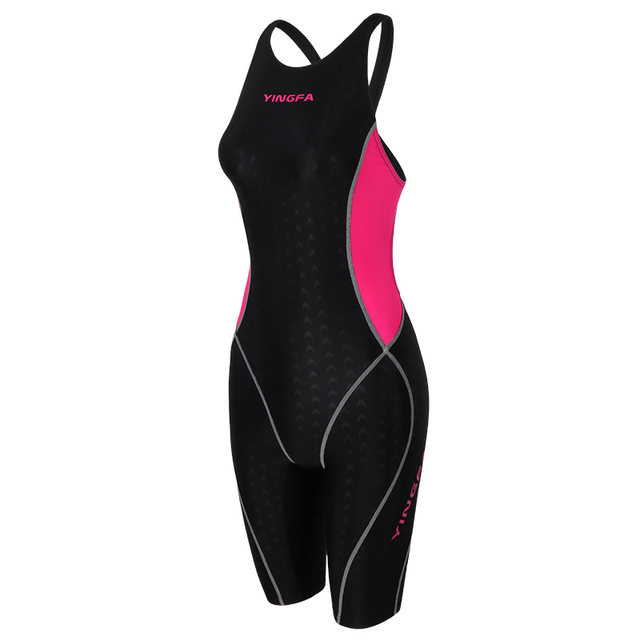 Yingfa swimsuit women's sharkskin one-piece swimsuit large size mid-leg conservative slim professional swimsuit 953