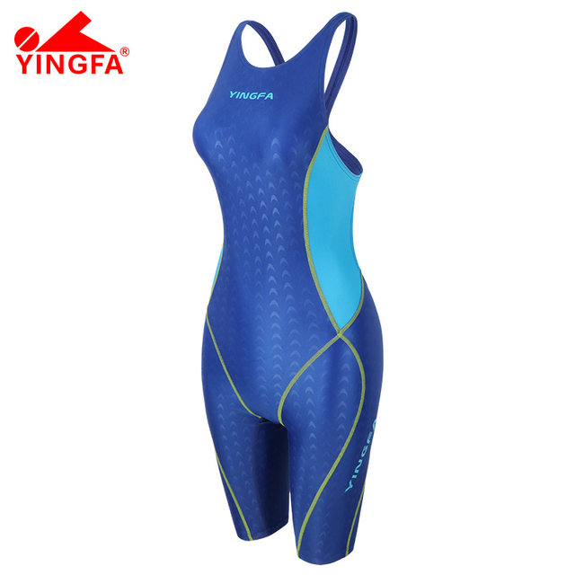 Yingfa swimsuit women's sharkskin one-piece swimsuit large size mid-leg conservative slim professional swimsuit 953
