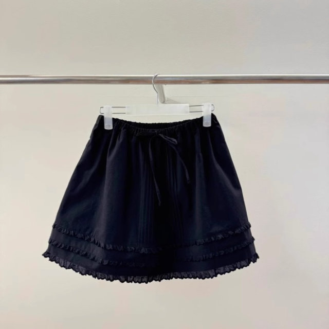 South Korea Dongdaemun Spring 2025 new sweet and fashionable lace-up high waist pleated lace skirt women's short skirt trendy
