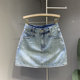 European products 2024 summer new fashionable pocket light blue wash A-line denim skirt temperament simple hip-pack skirt