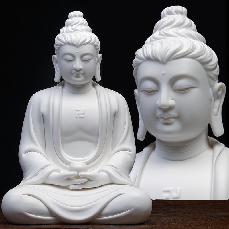 陶瓷东南亚摆件白瓷释迦牟尼佛如来阿弥陀佛像客厅玄关装饰品中式