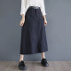 Retro wash cotton work skirt for women in spring and autumn new fashionable high waist mid-length A-line one-step skirt
