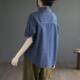 Tennis denim short-sleeved shirt for women in summer loose thin design niche shirt commuting versatile cardigan top