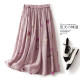 New Chinese style printed cotton and linen skirt for women in 2024 summer new loose and flowing drooping A-line umbrella skirt trendy