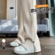White Chenille knitted pants for women in autumn and winter fat mm thick plush velvet narrow version wide-leg pants draped slit floor pants
