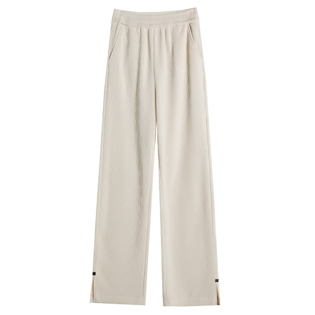 White Chenille knitted pants for women in autumn and winter fat mm thick plush velvet narrow version wide-leg pants draped slit floor pants
