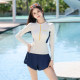 Swimsuits for women split long sleeves 2025 new conservative belly slimming professional swimming special high-quality hot spring swimsuit