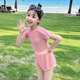 Girls swimsuit one-piece high-end sweet and fashionable medium-sized children quick-drying professional girls sun protection hot spring swimming suit children