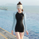 Swimsuit Ladies 2025 summer new hot style conservative one-piece flat corners covering belly slimming swimming pool sports special swimsuit