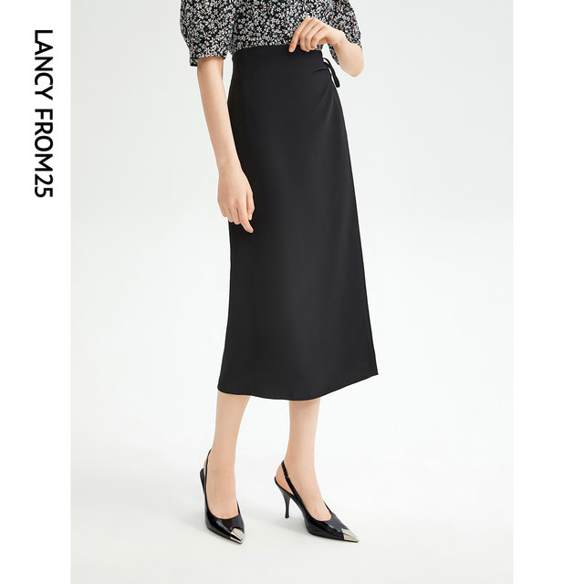 Langzi high waist straight tube slimming one -step skirt French high -level retro skirt female 2024 summer new skirt