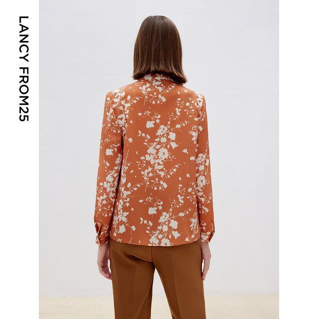 Langzi French Elegant Flower Vedic Vedic Folding Shirt 2025 Top Polish Vocal Elegant Printing Girl
