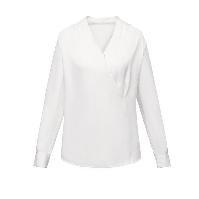 French off-white V-neck top for women autumn new style shirt French long-sleeved shirt for women