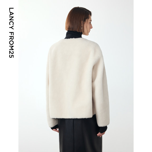 Langzi Pure Wool Advanced Sensitive Temperament Design Sensors Granules Coat Women 2024 Winter New Modeling Fur
