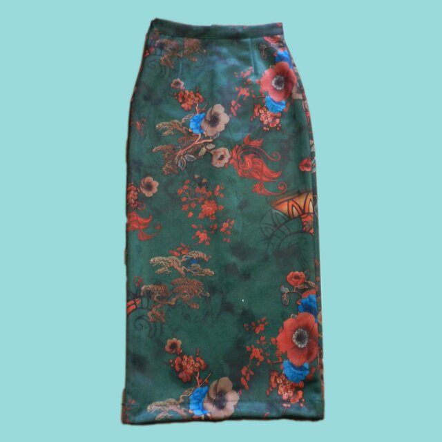 New fashionable spring and autumn printed elastic texture deer leather rear slit long skirt high waist hip slim one-step skirt