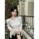 Irregular flared sleeve lace shirt for women early autumn hot girls v-neck short shoulder pad top high-quality sun protection shirt