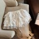 Sweet girl-style elastic high waist fluffy lace skirt summer new lace mesh spliced ​​A-line skirt

